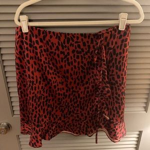 Hutch Desiree Ruffled Mini Skirt Anthro Pink/Red Large